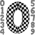 thumbnail image 1 of Yanonmyfd Globo grande de 40 pulgadas a cuadros con números blancos y negros para coche de carreras, suministros de fiesta de 5 cumpleaños número 5 globo a cuadros,A cuadros 0, 1 of 13