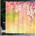 thumbnail image 4 of Ambesonne Japanese Shower Curtain, Sakura Floral Beauty, 69"Wx70"L, Pink Green Yellow, 4 of 5