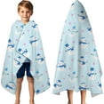 thumbnail image 3 of Light Blue Christmas Snowman Pattern Hooded Bath Towel，60"x35" for Ages 3 To 12 Kids, Quick Dry Lightweight Soft Microfiber Hood Beach Towel Cover Up for Kids, 3 of 7