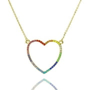 Blue Box Boutique Inc Rainbow Crystal Heart Gold Necklace for Women, Teens | LGBTQ Pride, Pride Ally, Pride Jewelry