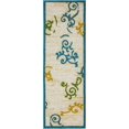 thumbnail image 1 of Unique Loom Collection Botanique Sculpté Abstrait Transition Tapis de Course Flatweave Intérieur et Extérieur, 2' x 6', Bleu/ivoire, 1 of 5