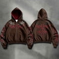 thumbnail image 2 of Men's Y2k Goth Graphic Zip Up Hoodies Long Sleeve Grunge Punk Sweatshirt with Pockets, 2 of 8