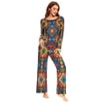 thumbnail image 3 of Long Sleeve Pajama Set For Women Comfy Set Soft Sleepwear Traditional Mexican Pattern, 3 of 7
