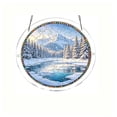 thumbnail image 2 of Yangka Winter Snowy Mountain Acrylic Puzzle Suncatcher, Nature Scenery Stained Glass Effect Window Hanging, Home Decor, 2 of 7