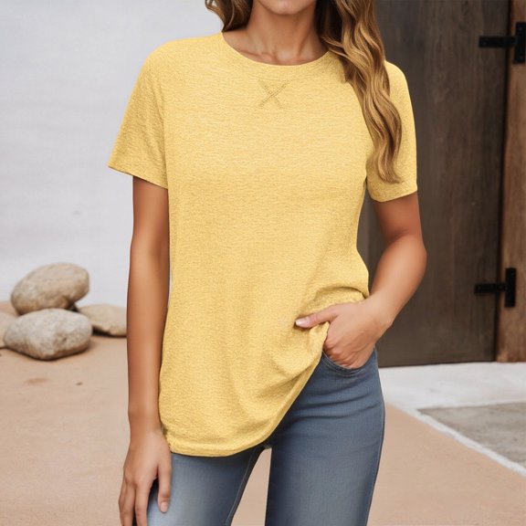 Soft Short Sleeve Crew Neck T Shirt Comfort Fit Casual Basic Tee Top For Everyday Wear And Versatile Outfits