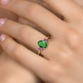 thumbnail image 4 of Gem Stone King 18K Yellow Gold Plated Silver Green Nano Emerald and Pink Moissanite Engagement Ring for Women | 1.96 Cttw | Oval 9X7MM | Gemstone May Birthstone | Size 9, 4 of 6