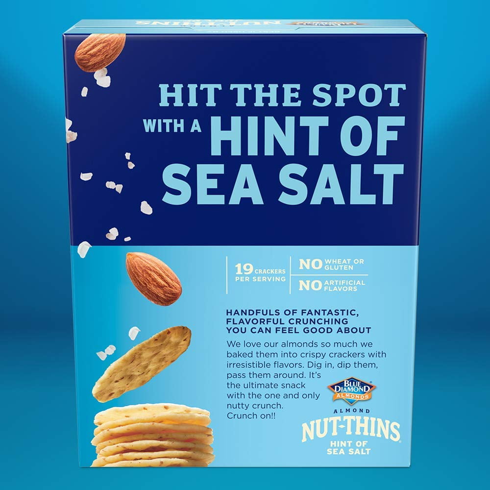 Blue Diamond Almonds Nut-Thins, Hint of Sea Salt, Snack Crackers, Gluten-Free, 4.25oz -Value Pack-Pack Of 8