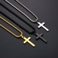 thumbnail image 4 of IEFSHINY Layered Cross Necklaces for Men Stainless Steel Chain Pendant Necklace for Men Fathers Day Gifts, 4 of 6