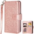 thumbnail image 2 of LG K30 Case, LG K10 2018 Case, LG Phoenix Plus Case, LG Premier Pro LTE Case, SOGA PU Leather Magnetic Flip Wallet Cover for Phone Compatible Model LG K10 2018 release - Rose Gold Glitter, 2 of 6