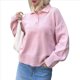 thumbnail image 3 of Suéter Informal Holgado de Larga con Solapa para Mujer, Color Liso, Estilo Holgado, de Punto. Rosa M, 3 of 7
