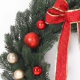 thumbnail image 6 of Pre-Lit Artificial Pine Christmas Wreath for Front Door - LED Lights - Red Bow & Red/Gold Ball Ornaments - Indoor/Outdoor Holiday Mantel Wall Decor, 6 of 7