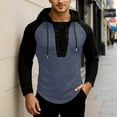 thumbnail image 2 of Fall Hooded Sweatshirt for Men with Color Block Design and Long Sleeve Streetwear Athletic Top, 2 of 5
