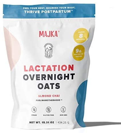 Majka Dietary Supplements OverNight Oats Promote Healthy Breast Milk Supply (Almond Chai-8 Servings)