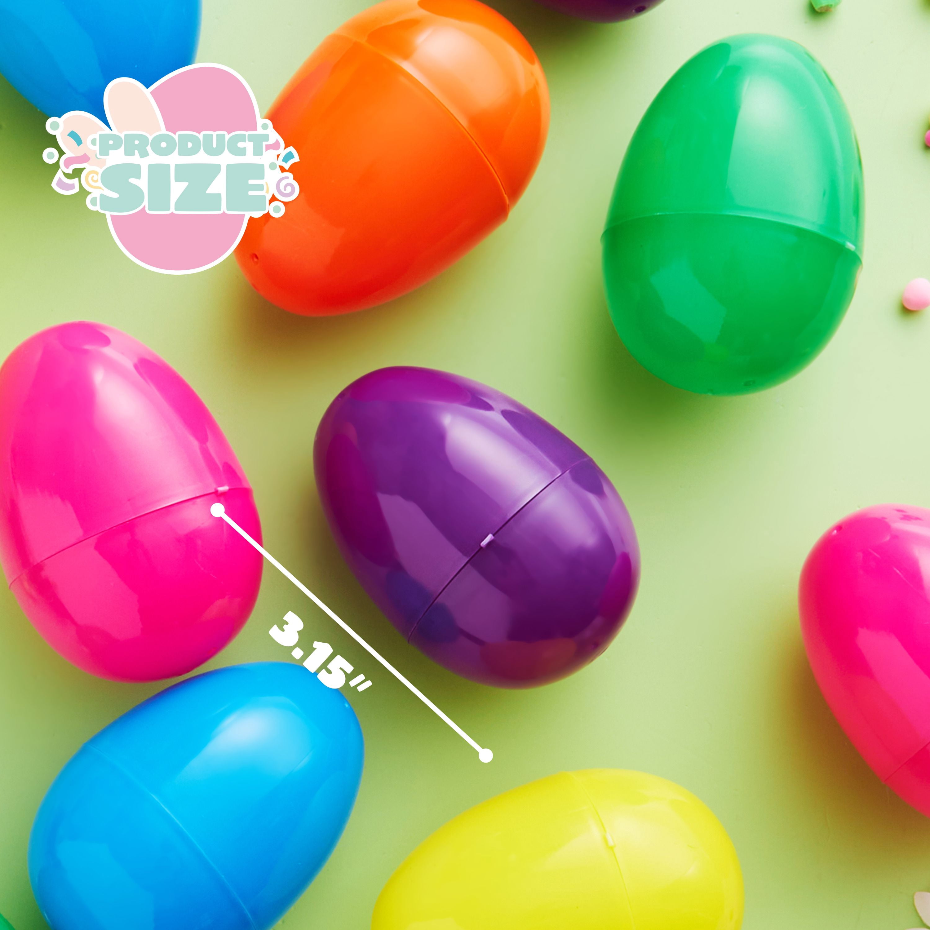 Joyfy 150 Pcs 3.15" Easter Eggs, Fillable Plastic Eggs for Easter, Empty Colorful Bright Eggshells,for Easter Hunt, Filling Treats, Party Favor, Basket Stuffers, Classroom Prize Supplies