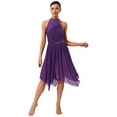 thumbnail image 1 of LiiYii Robe de Danse Moderne Lyrique Ballet pour Femmes, Robe à Volants Irrégulière en Maille pour Performance sur Scène Violet P, 1 of 7