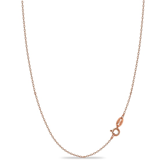 Kezef Rose Gold Chain Necklace for Women, Rose Gold-Plated Sterling Silver, 1mm Cable Chain, 24 Inch, Spring-Ring Clasp, Made in Italy