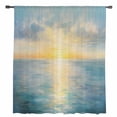 thumbnail image 2 of Ocean Sunset Semi Sheer Curtains Drapes for Living Room, Bedroom, French Doors Window 45 Inches Long, Blue Sky Sea Minimalist Abstract Art Rod Pocket Chiffon Curtain Drapery Voile Draperies Panel, 2 of 6