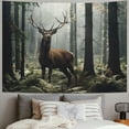 thumbnail image 2 of Nawypu  Deer Forest Tapestry Wall Hanging, Wildlife Deer in the Misty Tree Forest Tapestry, Nature Landscape Tapestry for Living Room Bedroom Aesthetic Decor, 2 of 6