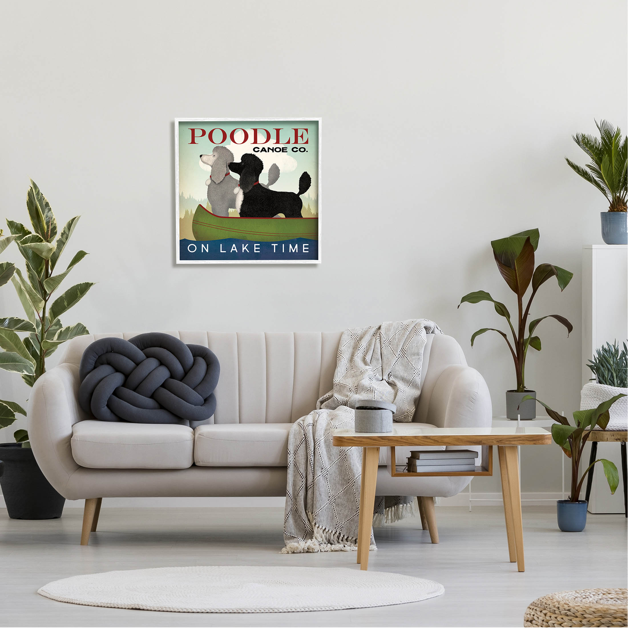 Stupell Industries Lake Time Canoe Poodles Graphic Art White Framed Art Print Wall Art, Design by Ryan Fowler