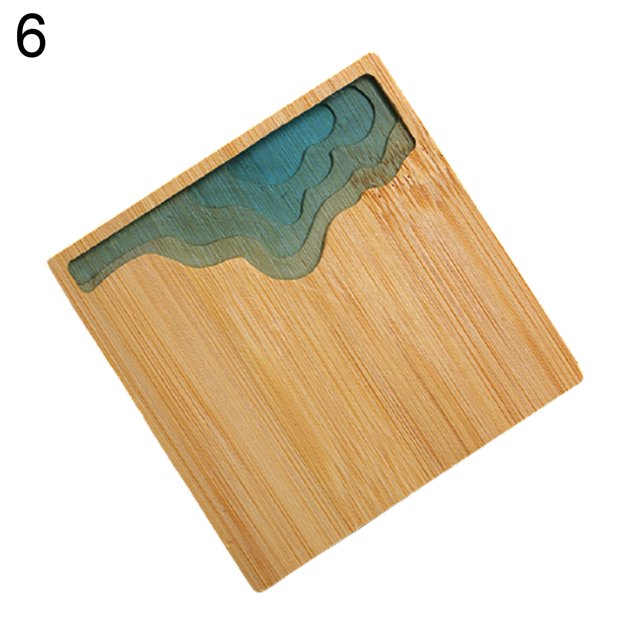 ENJOYW Résine Époxy Transparent Tampon d'Isolation en Bambou Paysage Porte-Gobelet Tapis Tampon d'Isolation