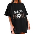 thumbnail image 1 of Tops de manga corta con hombros caídos informales de verano para mujer, camisetas divertidas con cuello redondo y estampado de béisbol OAVQHLG3B Store  lin121212, 1 of 5