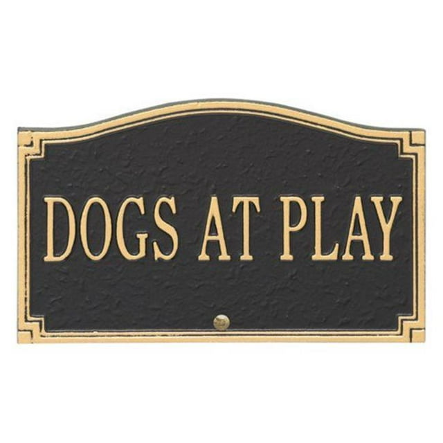Whitehall Products 10375 Dogs at Play Sign, Cast Aluminum - Wall or Lawn Mounting