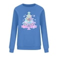 thumbnail image 4 of Womens Merry Christmas Print O Neck Sweatshirt Round Neck Fit Pullover Tops Casual Long Sleeve Workout Shirts Blue XXL, 4 of 6
