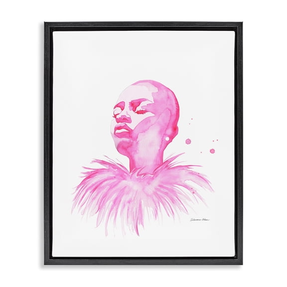 Stupell Industries Contemporary In A Pink Mood Portrait Black Floating Frame Canvas Art, 17 x 21, by Simone Elum