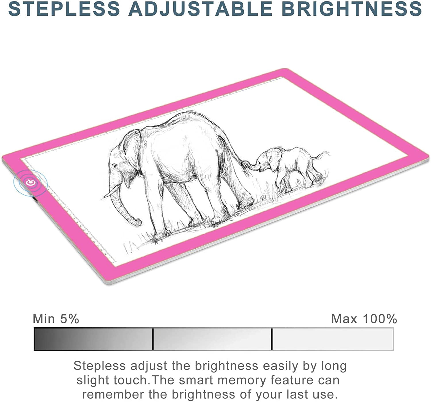 A3 LED Copy Board Light Tracing Box, Ultra-Thin Adjustable USB Power Artcraft LED Trace Light Pad for Tattoo Drawing, Streaming, Sketching, Animation, Stenciling (Pink)