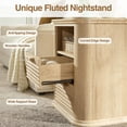 thumbnail image 4 of YYAo 22" Bedside Table with Charging Station & 2 Drawers, Fluted Modern Night Stand for Living Room, with Open Storage, Oak, 4 of 9