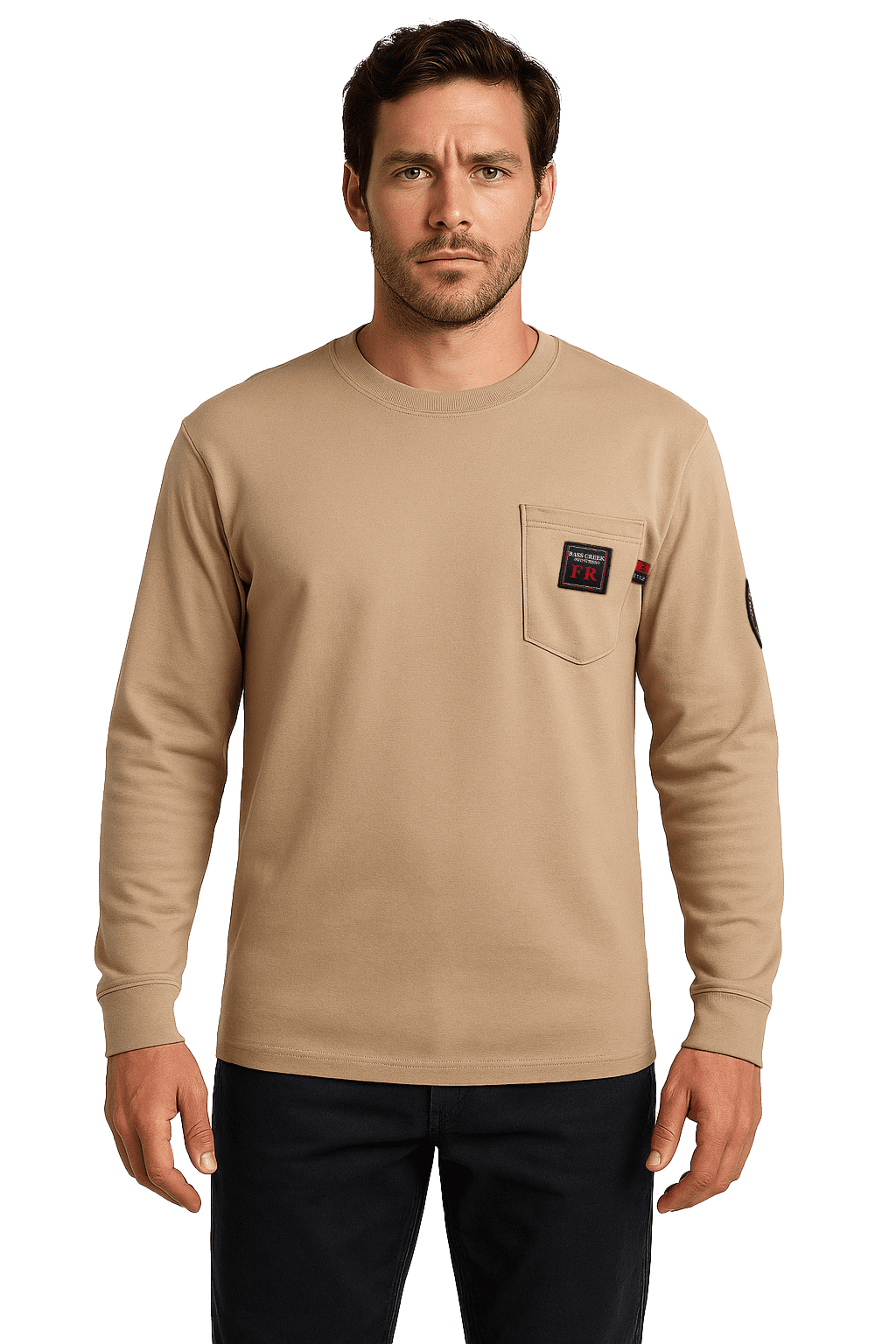 Bass Creek Outfitters Men's Flame Resistant Long Sleeve Crewneck Knit Top, Sizes M-XXL