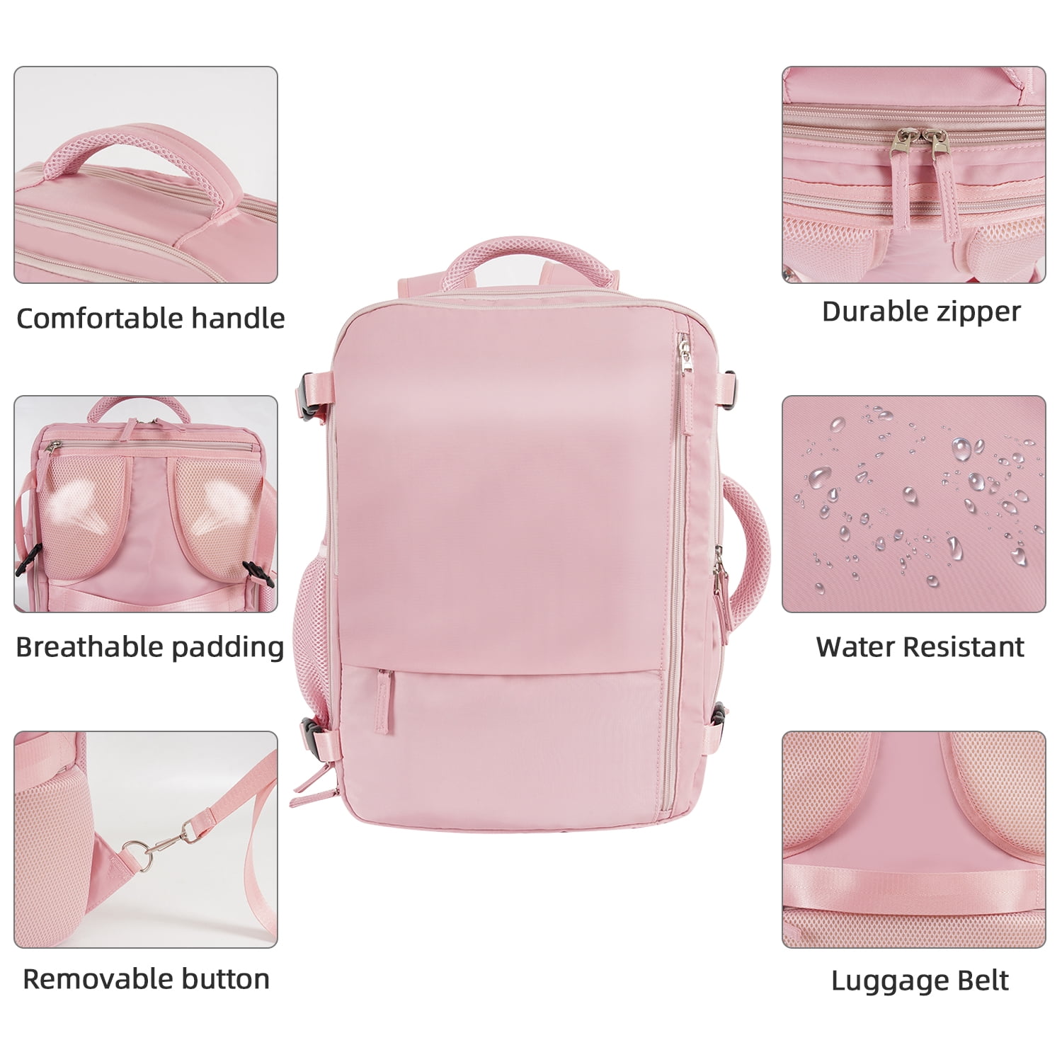 Lochas Travel Backpack Carry On Backpack,Hiking Backpack Waterproof Outdoor Sports Rucksack Multi-pocket Daypack School Bag for Men Women,Pink