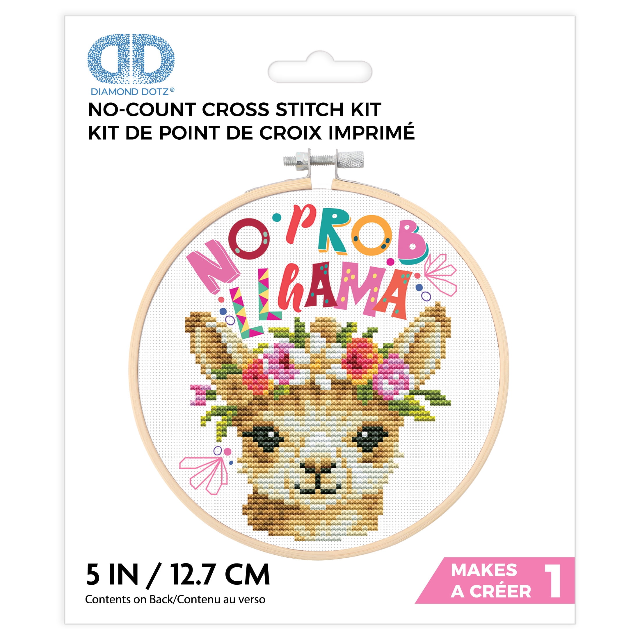 DIAMOND DOTZ® No ProbLlama Special Edition No-Count Cross Stitch Kit - 5" Round