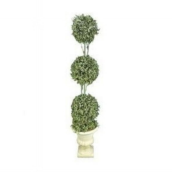 Admired by Nature ABN4X001-FROSGRN 35 in. Faux Boxwood Topiary Artificial Plant Tree Tabletop with Triple Balls in Pot, Frosted Green
