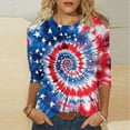 thumbnail image 2 of Feancey Plus Size Patriotic Tops for Women Loose Fit Dressy 4th of July Tshirts Memorial Day 3/4 Sleeve Blouse Holiday Casual Crewneck American Flag Graphic Tees Multicolor 5XL, 2 of 6