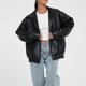thumbnail image 2 of Women's Oversized Jackets, Leather Faux Motorcycle Plus Size Y2K Moto Biker Coat, 2 of 5