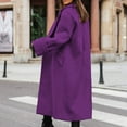 thumbnail image 5 of Lovskoo Womens Winter Coats Elegant Pea Coat Notched Lapel Collar Double Breasted Long Sleeve Wool Blend Overcoat Purple, 5 of 9