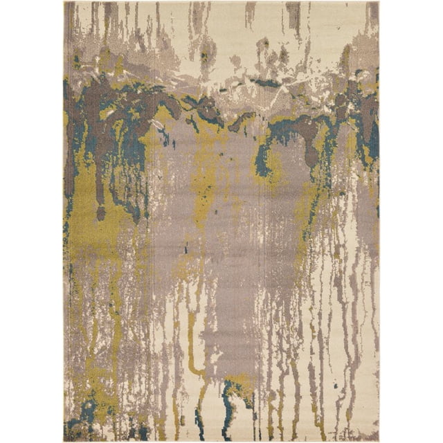 Unique Loom Estrella Abstract Watercolor Rug 7' x 10' Rectangle Beige/Teal