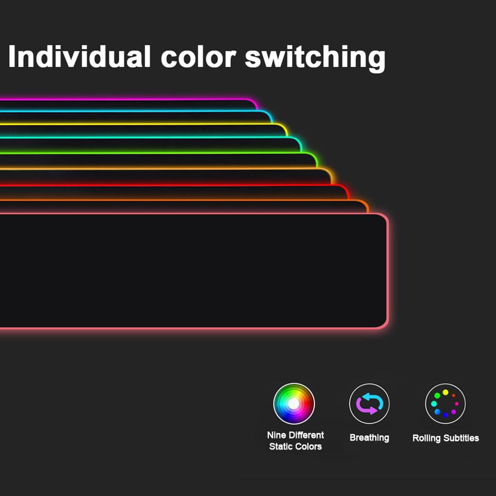 RGB Soft Gaming Mouse Pad, Glowing Led Extended Mousepad, Non-Slip Rubber Computer Keyboard Pad Mat, 9 Lighting Modes for Gamer 800x300x4mm