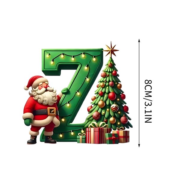 Adornos navideños personalizados con letras iniciales de JeashCHAT, color verde, con Papá Noel y árbol de Navidad, 26 letras iniciales acrílicas colgantes, decoración para árbol de Navidad, regalos