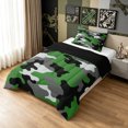 thumbnail image 2 of Manfei Minimalst Camouflage Twin Comforter Sets, Mid Century Camo Bedding Set, Gray Green, Black Reversible, 2 Pieces, 1 Comforter and 1 Pillowcase, 2 of 7