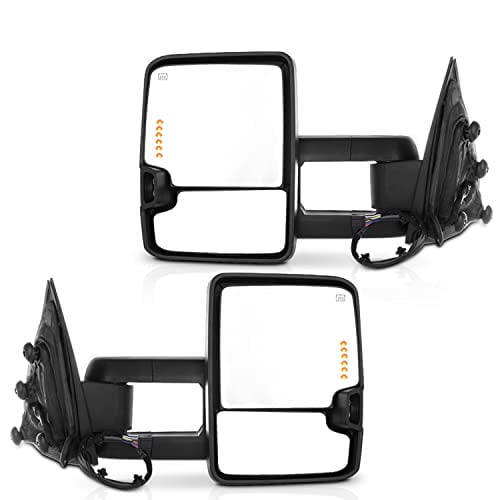 INEEDUP Tow Mirrors Fit for 2014-2017 for Chevy Silverado/for GMC Sierra 1500 for Chevy Silverado/for GMC Sierra 2500/3500 HD Towing Mirrors Left Right Side Power Heated LED Turn Signal Light Black