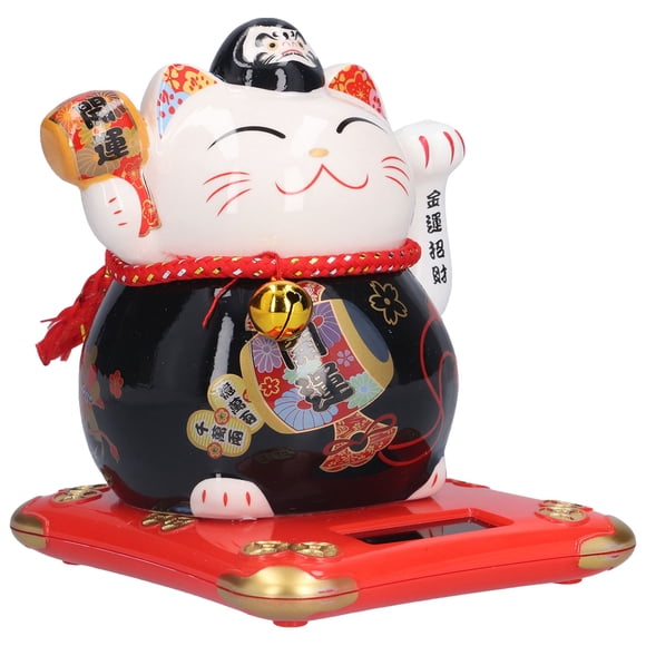 QIILU Chat Qui Salue,Lucky Cat Ornement,6 Po Chat Porte-Bonheur en Céramique Qui Salue Lucky Cat Ornement Décoration pour la Maison pour Chambre Voiture Bureau