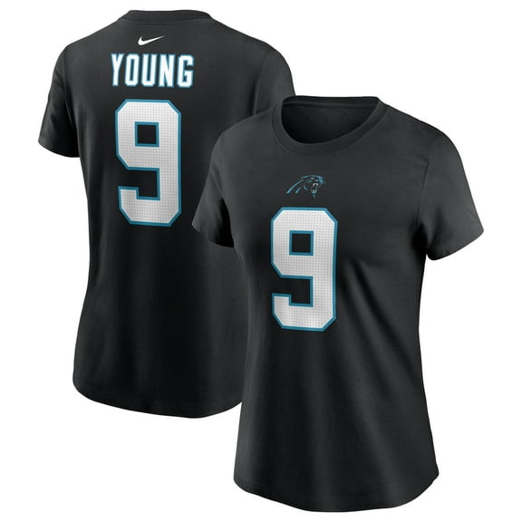Women's Nike Bryce Young Black Carolina Panthers Player Name & Number T-Shirt