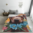 thumbnail image 5 of Rateoe Painted Flower Puppy Print Fuzzy Fleece Throw Blanket Extra Large,Super Soft,Fluffy and Warm Blankets for Couch,Bed,All Season Use (40"x30"), 5 of 8