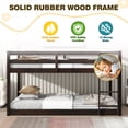 thumbnail image 5 of Twin over Twin Bunk Bed, Sesslife Low Floor Wood Bunk Bed Frame with Guardrails and Ladder, Space Saving Bunk Bed for Bedroom, No Box Spring Needed, Espresso, 5 of 11