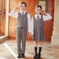 thumbnail image 6 of HCYSFG Boys School Uniform Outfit Set 4 Piece Short Sleeve Shirt Tie Vest And Shorts Matching Set Back To School Student Clothing Set, 6 of 8