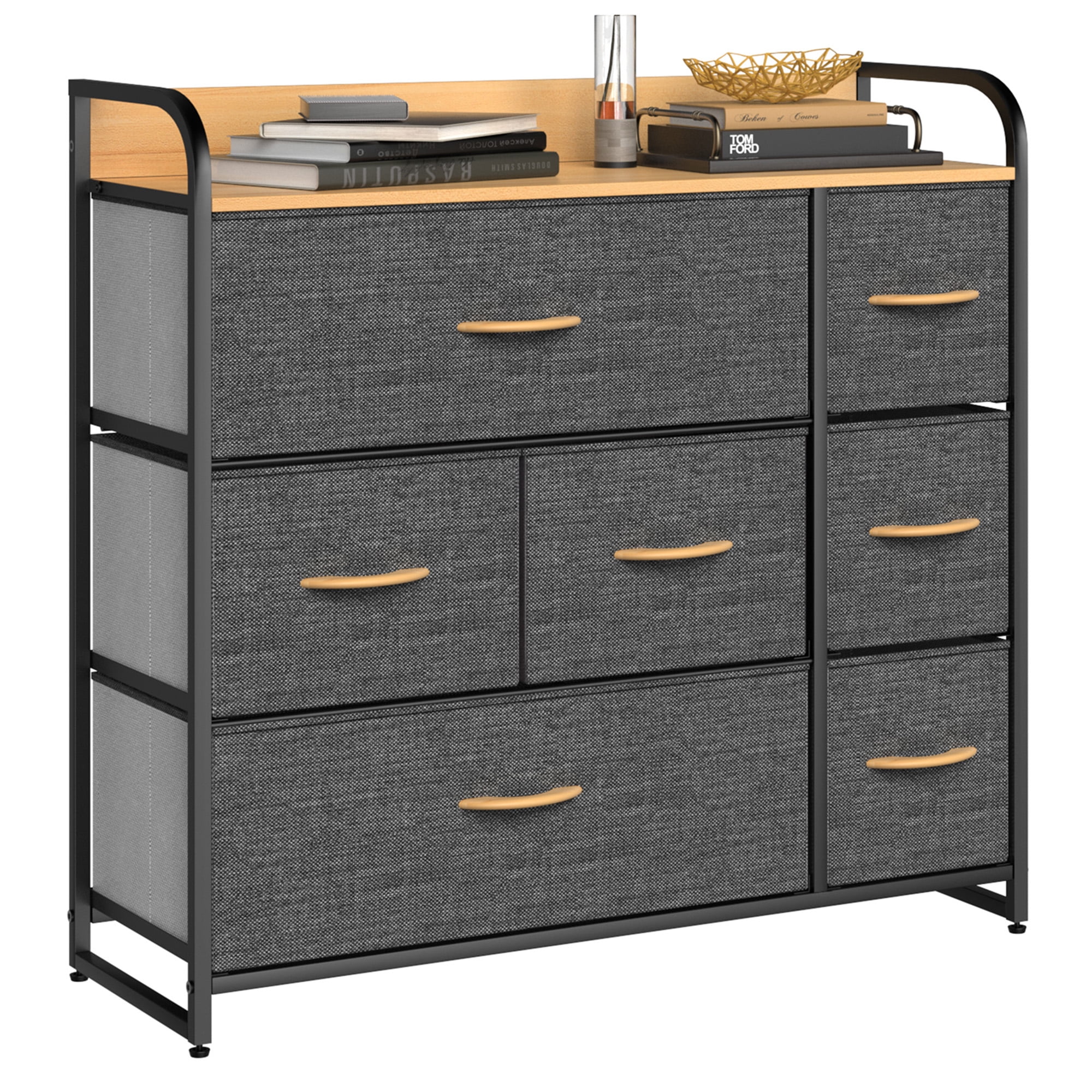 Dextrus Fabric Storage Tower Dresser with 7 Drawers Organizer Unit For  Bedroom Modern Light Gray