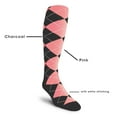 thumbnail image 2 of Golf Knickers Colorful Knee High Argyle Cotton Socks For Men Women and Youth - 6A: Charcoal/Pink - Ladies, 2 of 2