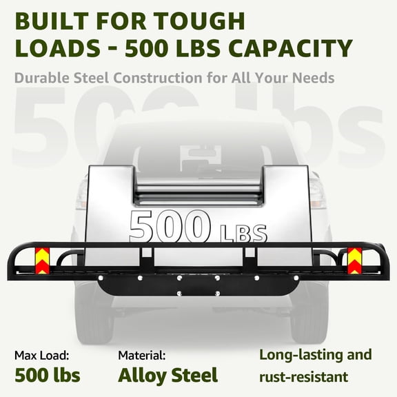 500 LBS Folding Hitch Cargo Carrier, Alloy Steel Wheelchair Ramp Carrier, Foldable Vehicle Cargo Carrier for Road Trip,Vehicle Transport,Mobility Aid Transport